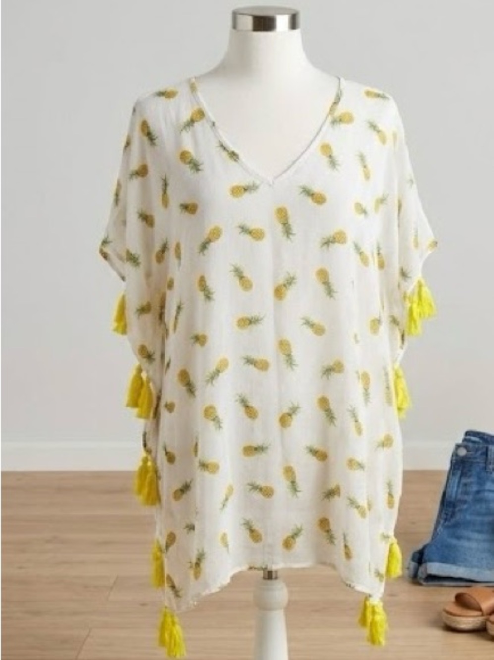Xhilaration Pineapple Print Sheer Cover-Up